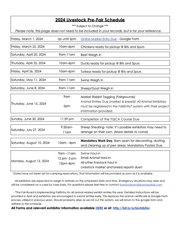 2024 Pre-Fair Schedule FINAL