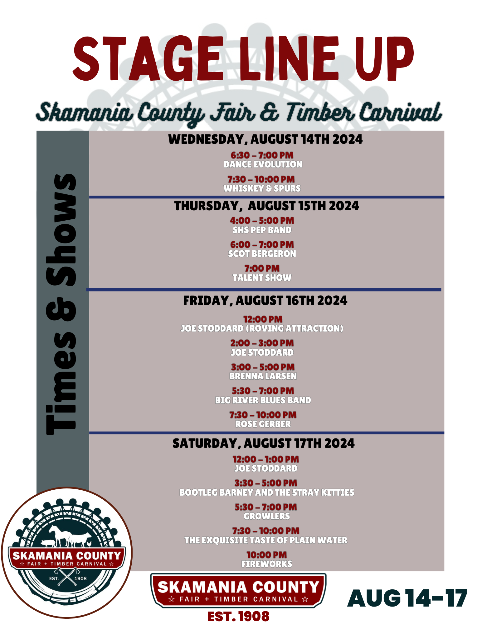 Fair Entertainment Schedule