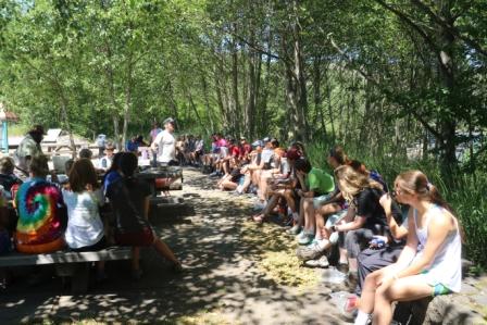 USFS staff take the opportunity to talk with Ohio high school students about the project. Photo by Ken Meyer, USFS